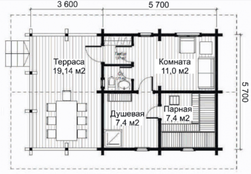 Баня К-5  ( 5,7х9,3.)