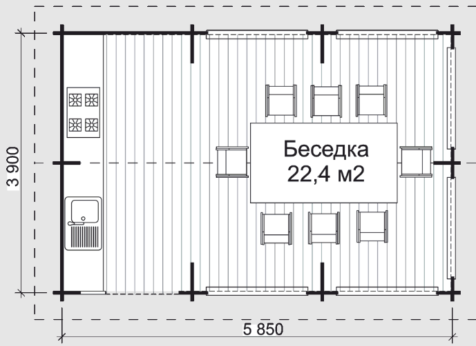 Беседка БС-И15 (3,9*5,85)