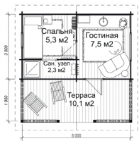 Летний домик Д-3 3,0 х 5,0 с террасой