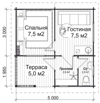 Летний домик Д-4 5,0 х 5,0