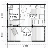 Летний домик Д-5 5,0 х 5,0 с крытой террасой