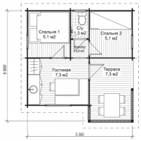 Летний домик Д-9 5,6 х 5,36