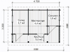 Хозблок с крыльцом ХБ-3 3,2 х 4,7