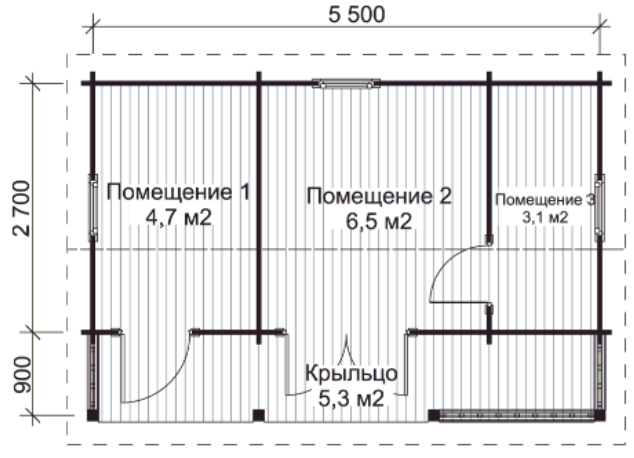 Хозблок с крыльцом ХБ-И6 3,6 х 5,5