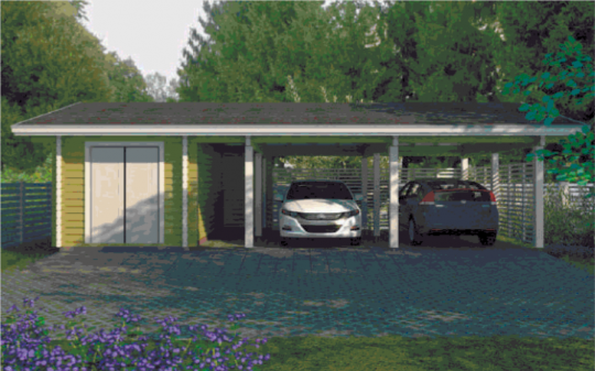 Хозблок с навесом для 2-х автомобилей И-27 4,5 х 9,2