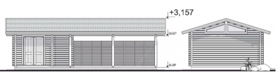 Хозблок с навесом для 2-х автомобилей И-27 4,5 х 9,2