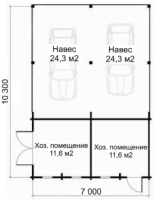 Гараж-навес с хозблоком ГР-И8 (10,3 х 7,0)