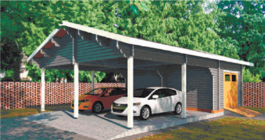 Гараж-навес с хозблоком ГР-И8 (10,3 х 7,0)