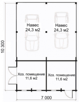 Гараж-навес с хозблоком ГР-И8 (10,3 х 7,0)