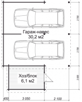 Гараж с хозблоком ГР-2 (7,4 х 5,6)