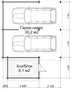 Гараж с хозблоком ГР-2 (7,4 х 5,6)