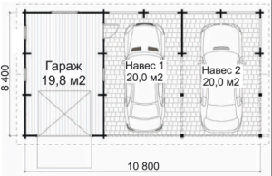 Гараж-навес ГР-И6 (10,8 х 5,7)