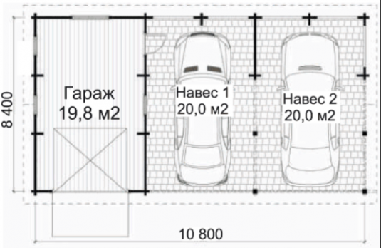 Гараж-навес ГР-И6 (10,8 х 5,7)