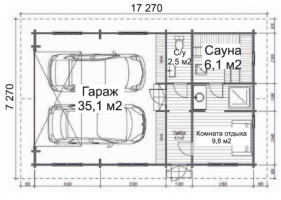 Гараж с баней ГР-И12 (11,27 х 7,27)