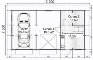 Гараж с хозблоком ГР-И13 (12,2 х 7,3)