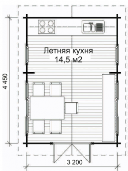 Летняя кухня ЛК-3 3,2 х 4,45