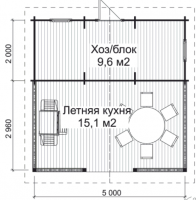 Летняя кухня ЛК-И8 5,0 х 5,0 с хозблоком