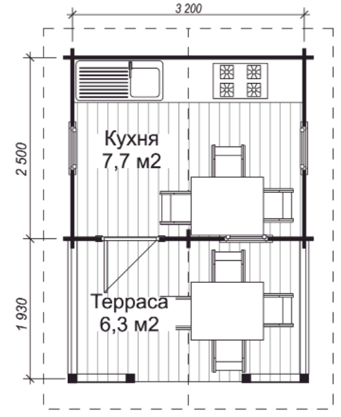 Летняя кухня ЛК-И11 3,2 х 4,43